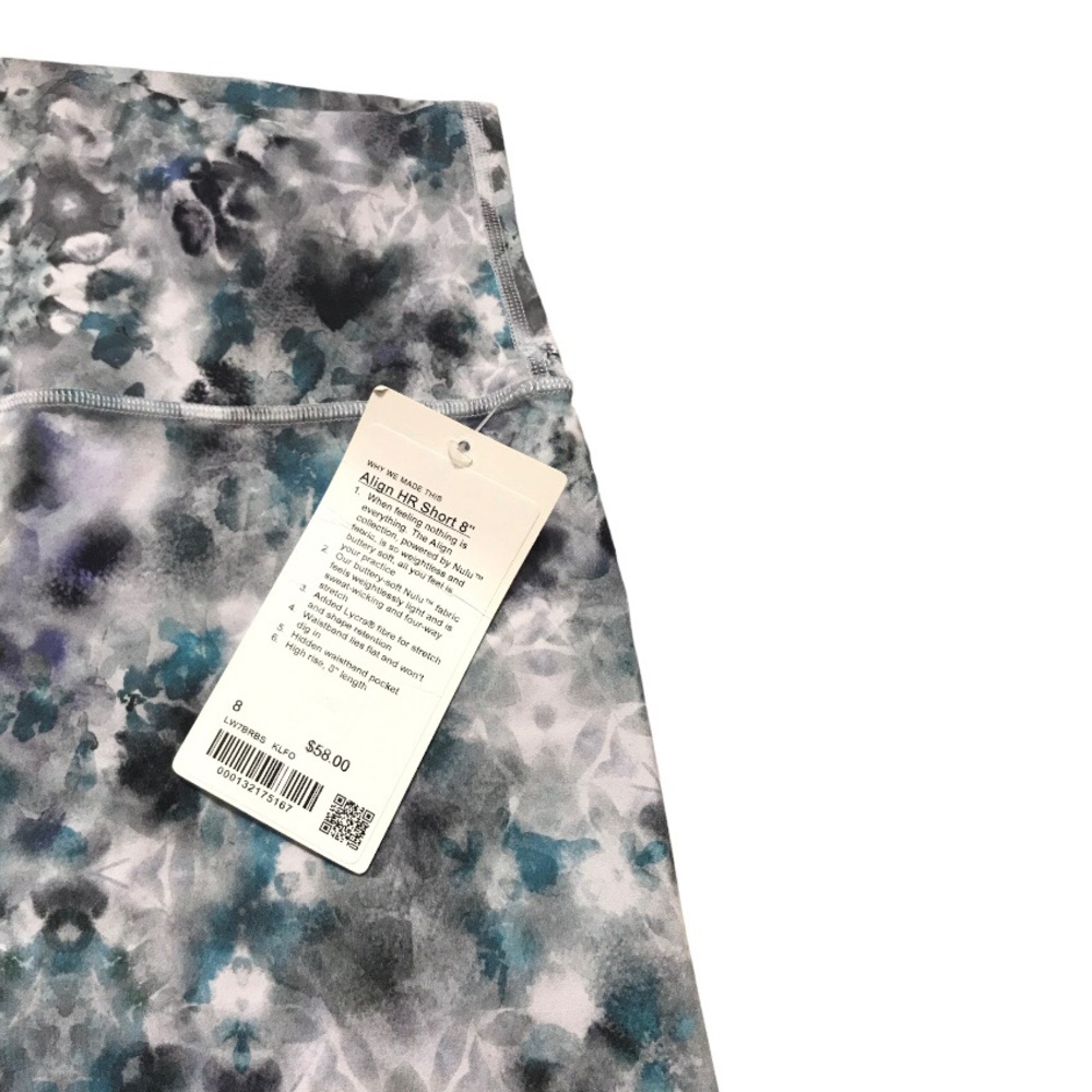 lululemon athletica White and Teal Marble Bike Shorts - Picture 4 of 12